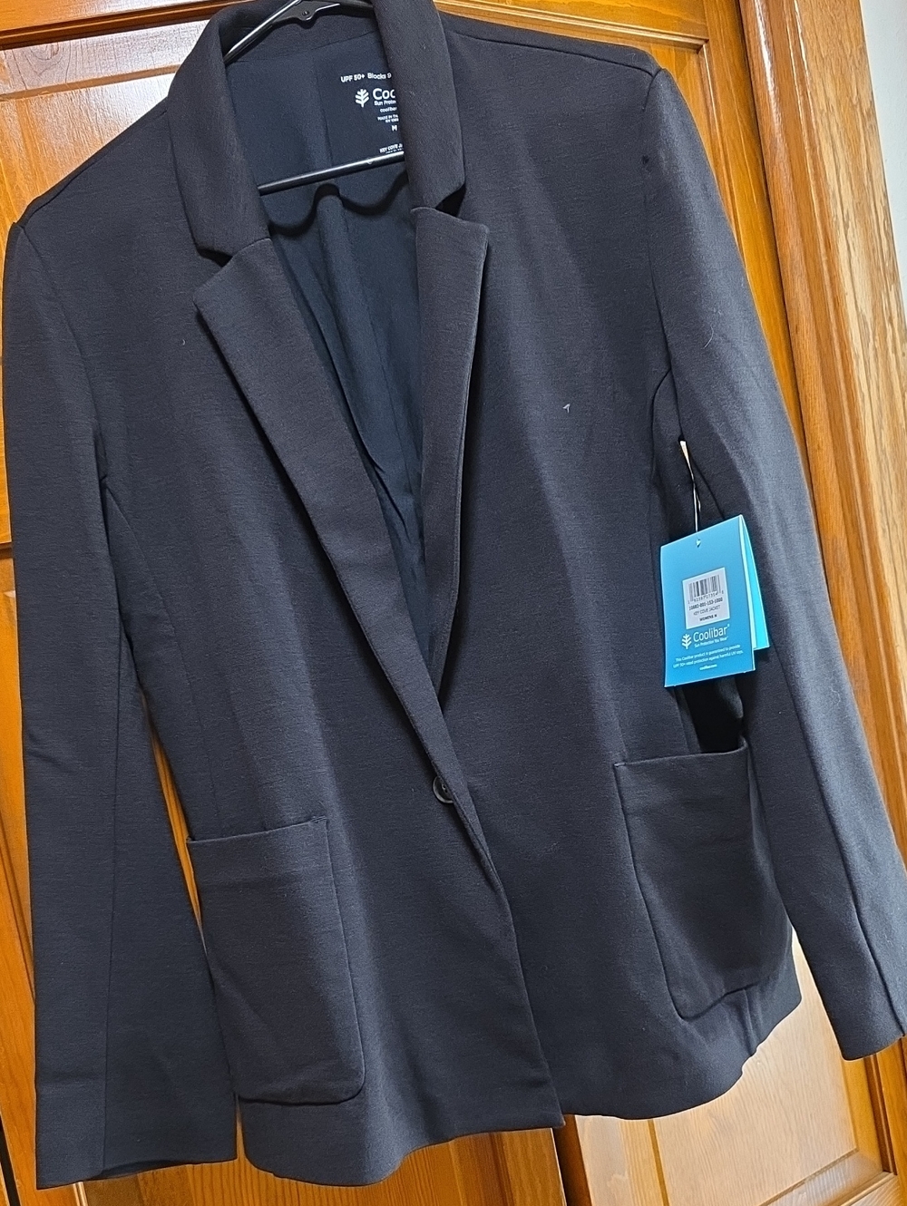Coolibar Black Knit Single-Button Blazer Jacket